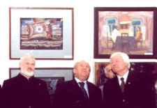Найвальт, З.Церетели и А.Чаркин на открытии 1-й выставки 'Петербургская пастель'. 2002